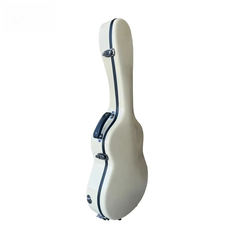 High Quality Creamy White Fiberglass Hard Shell Guitar Case Protective Box For Classical And Acoustic Guitar