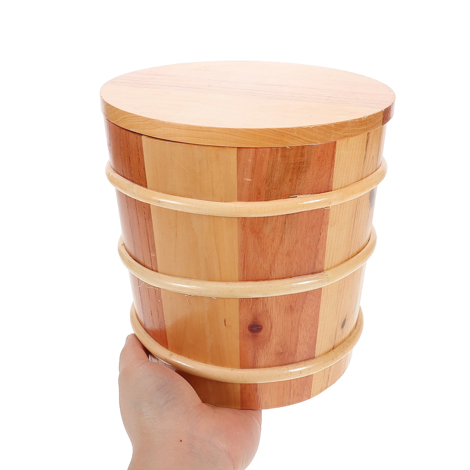 

Wooden Rice Barrel Round Hangiri Sushi Rice Mixing Tub Sealed Lid Kitchen Food Container Sauna Bucket Sushi Mixing Tub