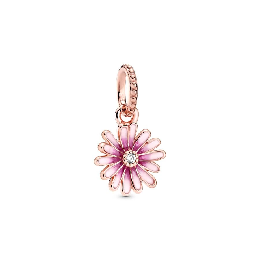 Blue Rose gold Purple Pansy Flower Pink Daisy Pendant Charm Beads Fit Original 925 Sterling Silver Pan Bracelet DIY Jewelry Gift