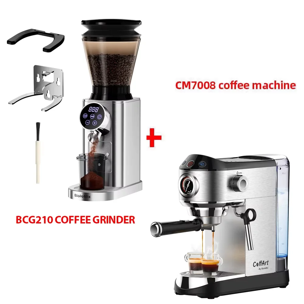BioloMix Professionele Conische Braammolen 48 Verstelbare Instellingen met Afneembare Houder voor Espresso Drip en Franse Pers
