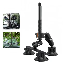 Lanxire Suction Car Mount Camera for Insta360, Suction Cups Mount with 46.4” Invisible Selfie Stick for Insta360 X4/X3, Gopro