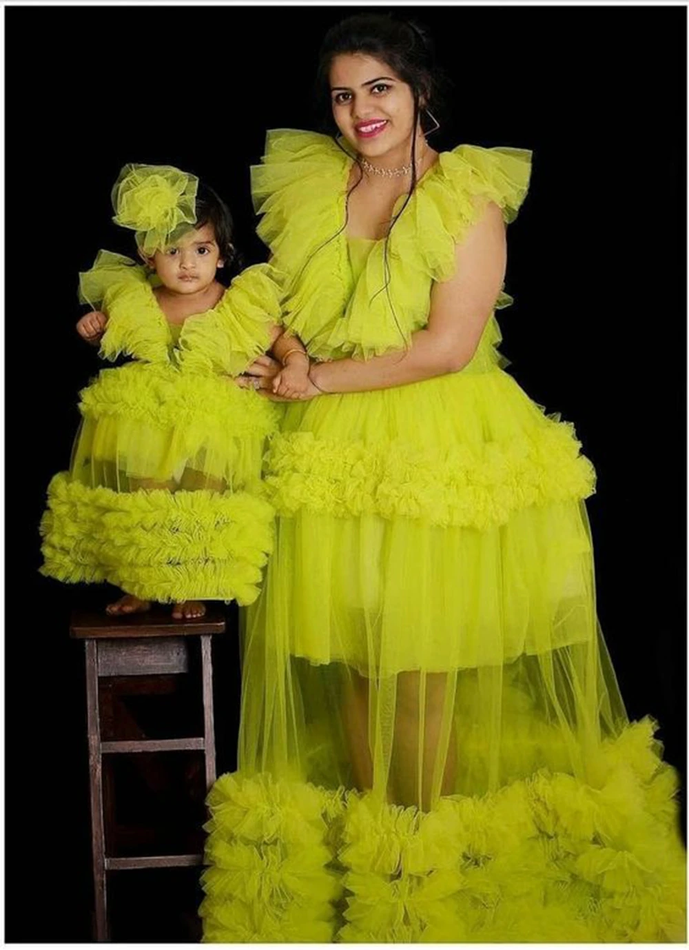 New andHot Dress Gorgeous Mum and Daughter Party Dress Mother Daughter Matching Dress for Photoshoot or Babyshower Tulle Robes