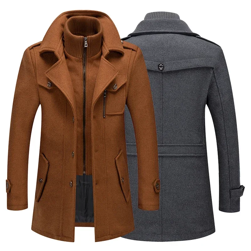 Men Cashmere Trench Coats Winter Jackets Overcoats Wool Blends Men's Windproof Coats Men Casual Wool Blends Overcoats