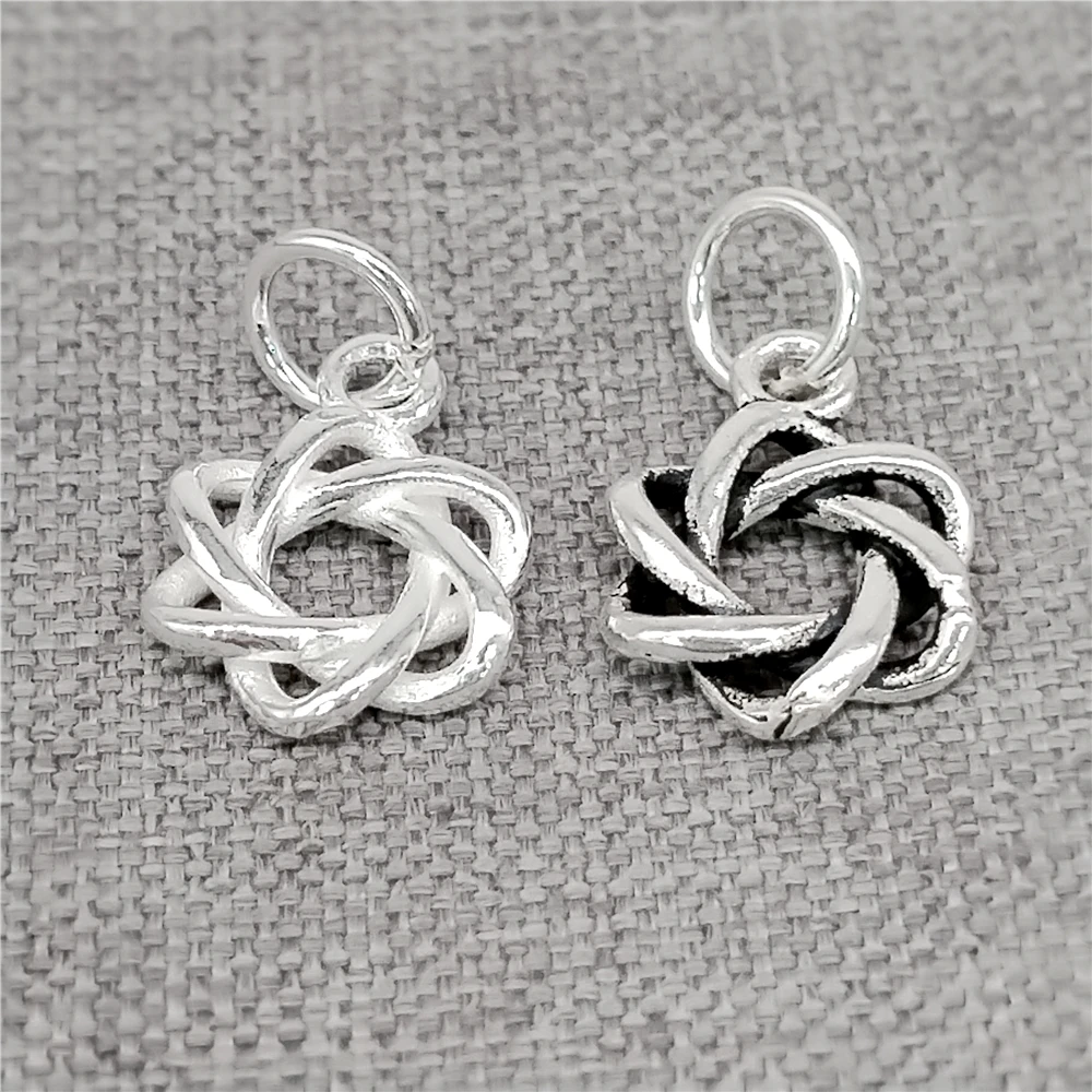 2 Sterling Silver Star of David Charms 2-Sided 925 Silver Small Sexagram Pendant