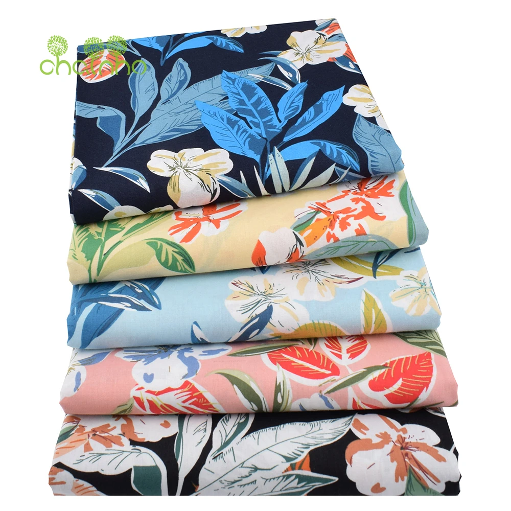 Chainho,Printed Plain Weave Poplin Cotton Fabric,DIY Sewing Quilting Material,Patchwork Cloth Textile,20x25cm/Piece,4PC6-10