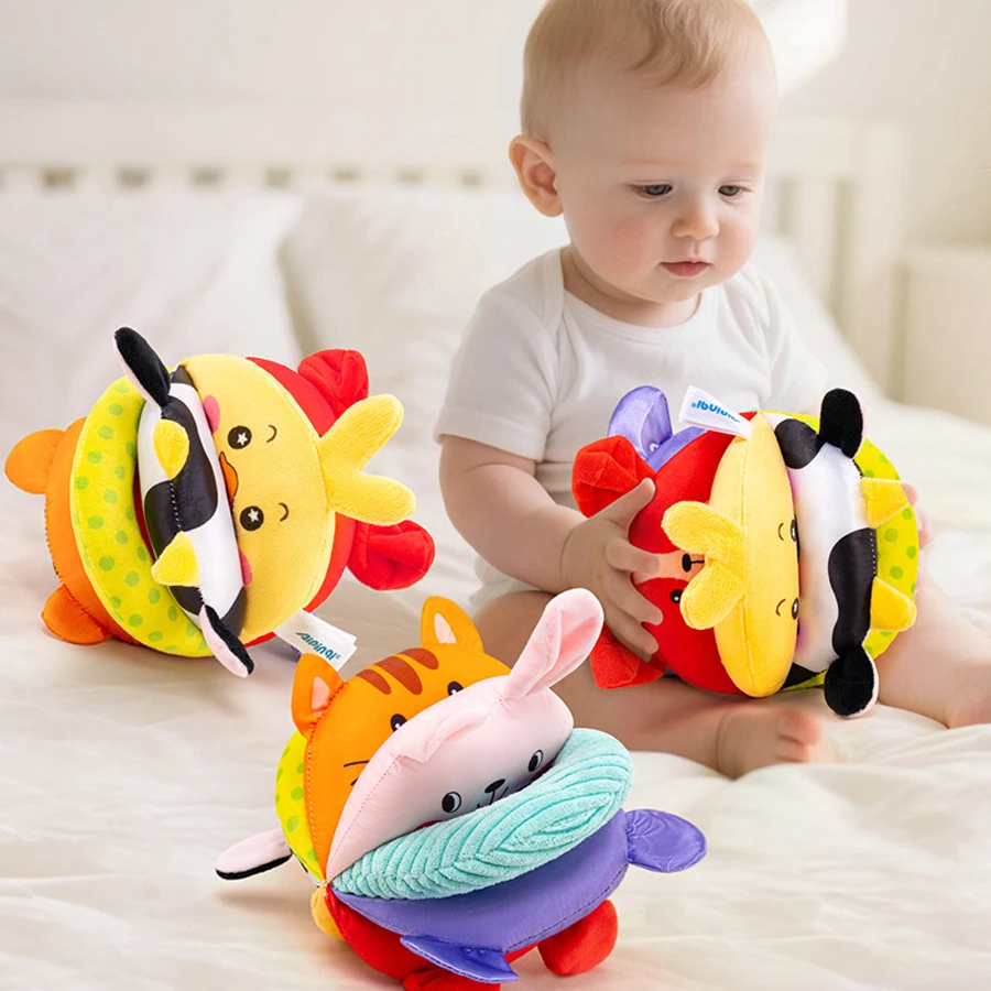 Pluszowa piłka do chwytania dla niemowląt, zabawka Montessori, edukacja wczesnoszkolna, piłki rozwijające inteligencję, interaktywne, ręcznie robione piłki z materiału dla niemowląt.