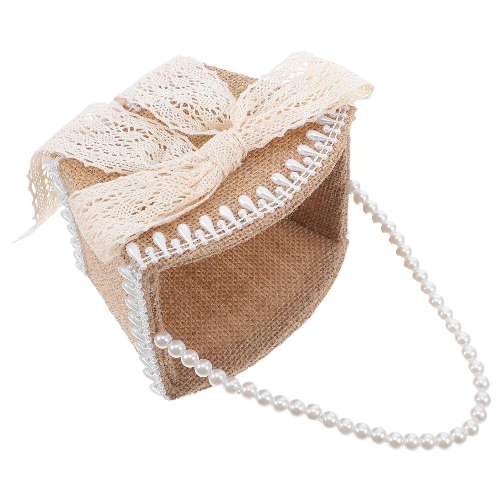 

Elegant Wedding Basket Small Handheld Lace Bowknot Child Baskets for Ceremonies Bridal Hand Basket Flowers Storage