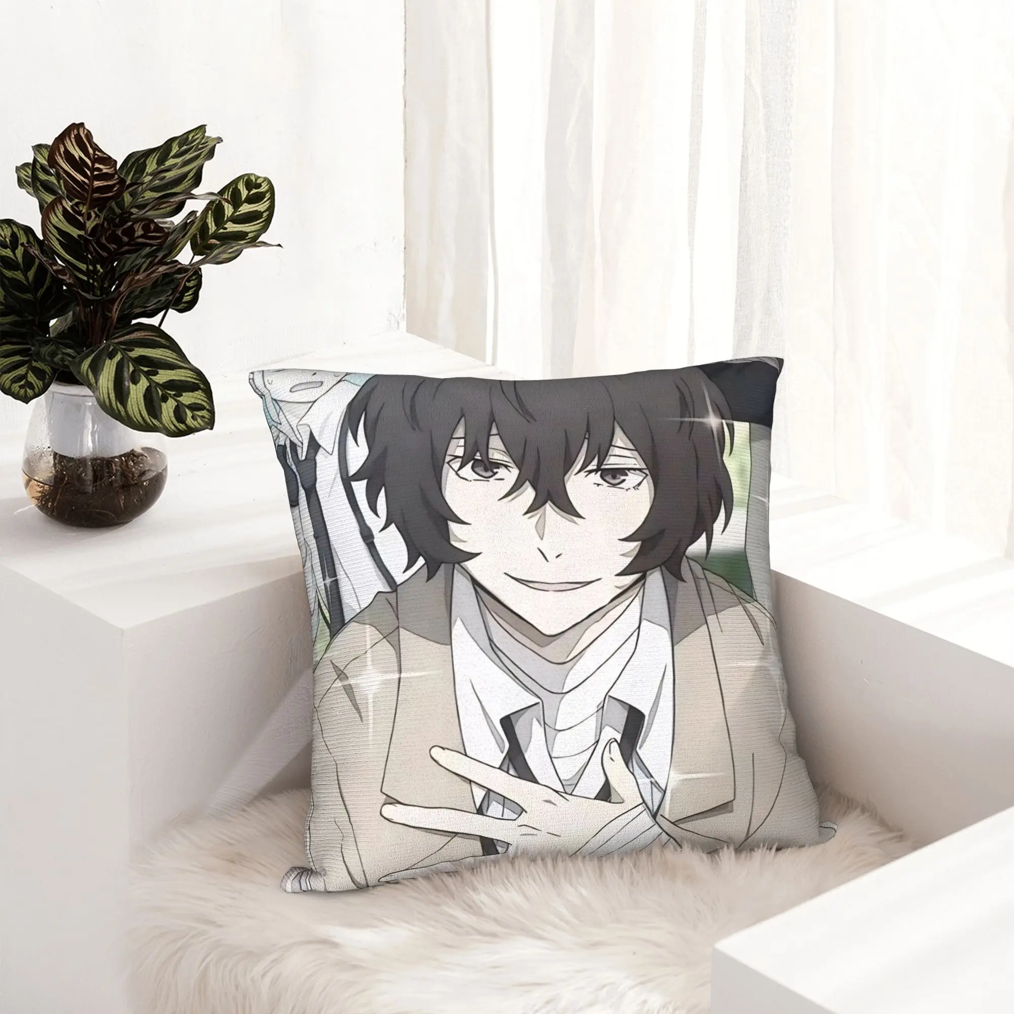 Dazai Bungo Stray Dogs Pillowcase Printed Polyester Cushion Cover Decor  Pillow Case Cover Home Square 45*45cm