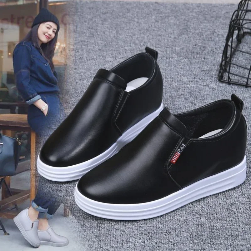 

2023 Women Casual Shoes New High Heel Lady Women's Sneakers Leisure Platform Wedge Height Increasing Loafers Sneakers