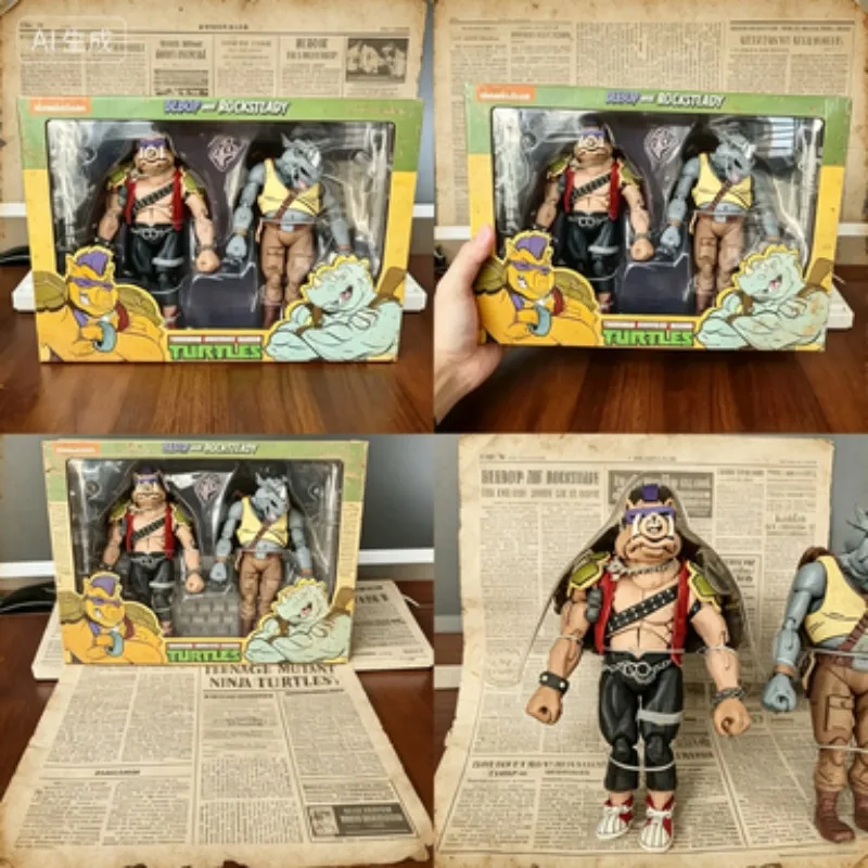 

NECA Teenage Mutant Ninja Turtles Bebop Rocksteady Shredder Michelangelo Splinter Donatello Krang Action Figures Set In Stock