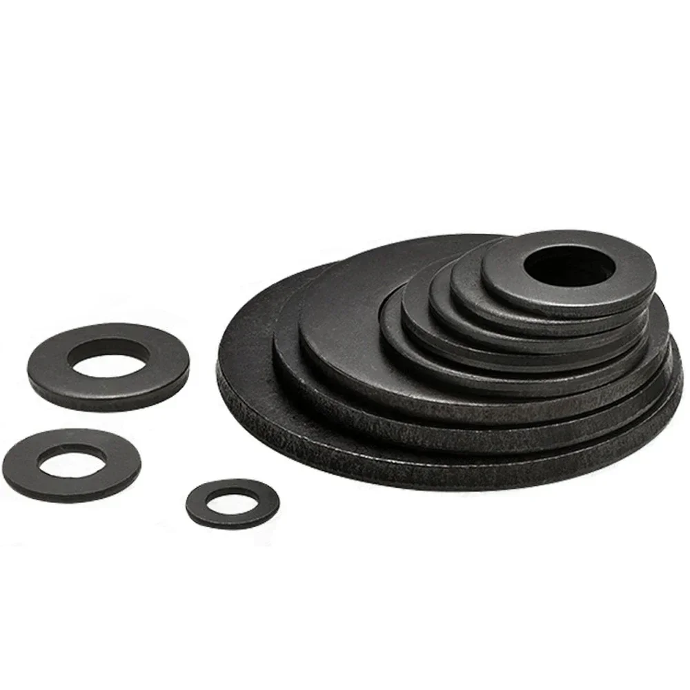 5/50pcs M2 M2.5 M3 M4 M5 M6 M8 M10 M12 M14 M16 M20 M22 M24 GB97 DIN125 Black Grade 8.8 Carbon Steel Flat Washer Plain Gasket Pad