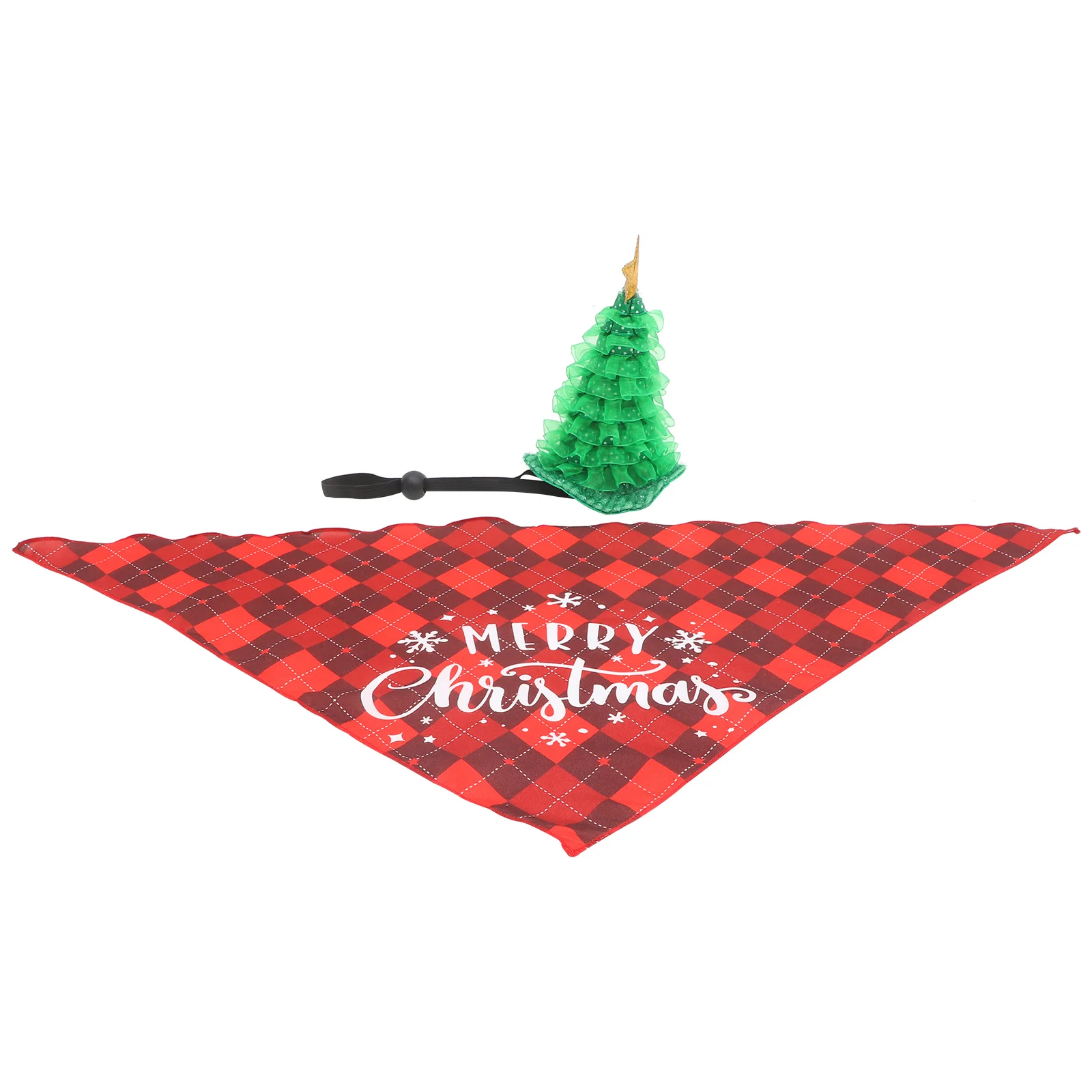 

1Set Christmas Party Pet Hat and Adjustable Bandana Soft Dog Xmas Scarf Holiday Costume Pet Bandana and Hat