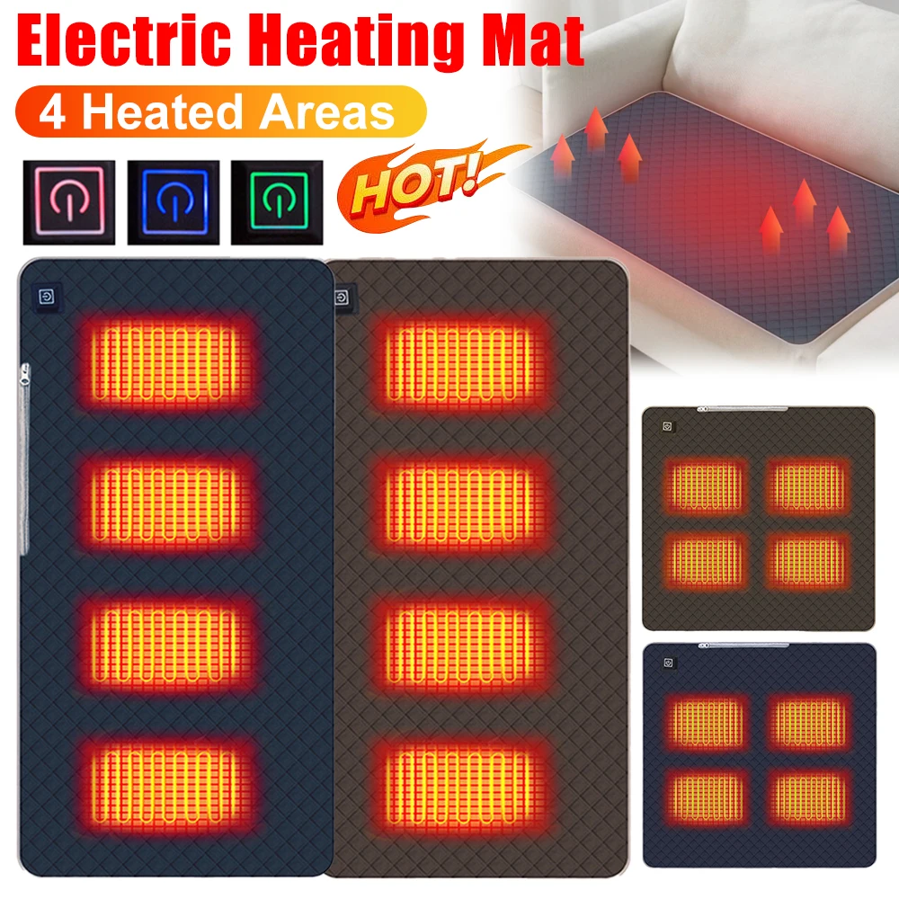 

USB Electric Heating Pad Camping Heated Cushion 3-Level Temperature for Outdoor Fishing Camping Chair Heated Mat Winter Warm Pad