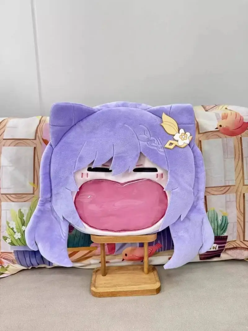 Game Genshin Impact Cosplay Keqing Plush Transparent Campus Zipper Big Mouth Cartoon Backpack Messenger Shoulder Bag