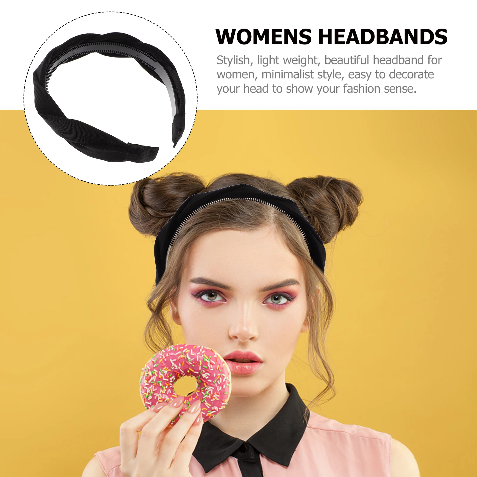 

French Headband Black Braided Women Hair Bands Wide Headbands Accessories Girls Summer Daily Durable Stylish Lightweight