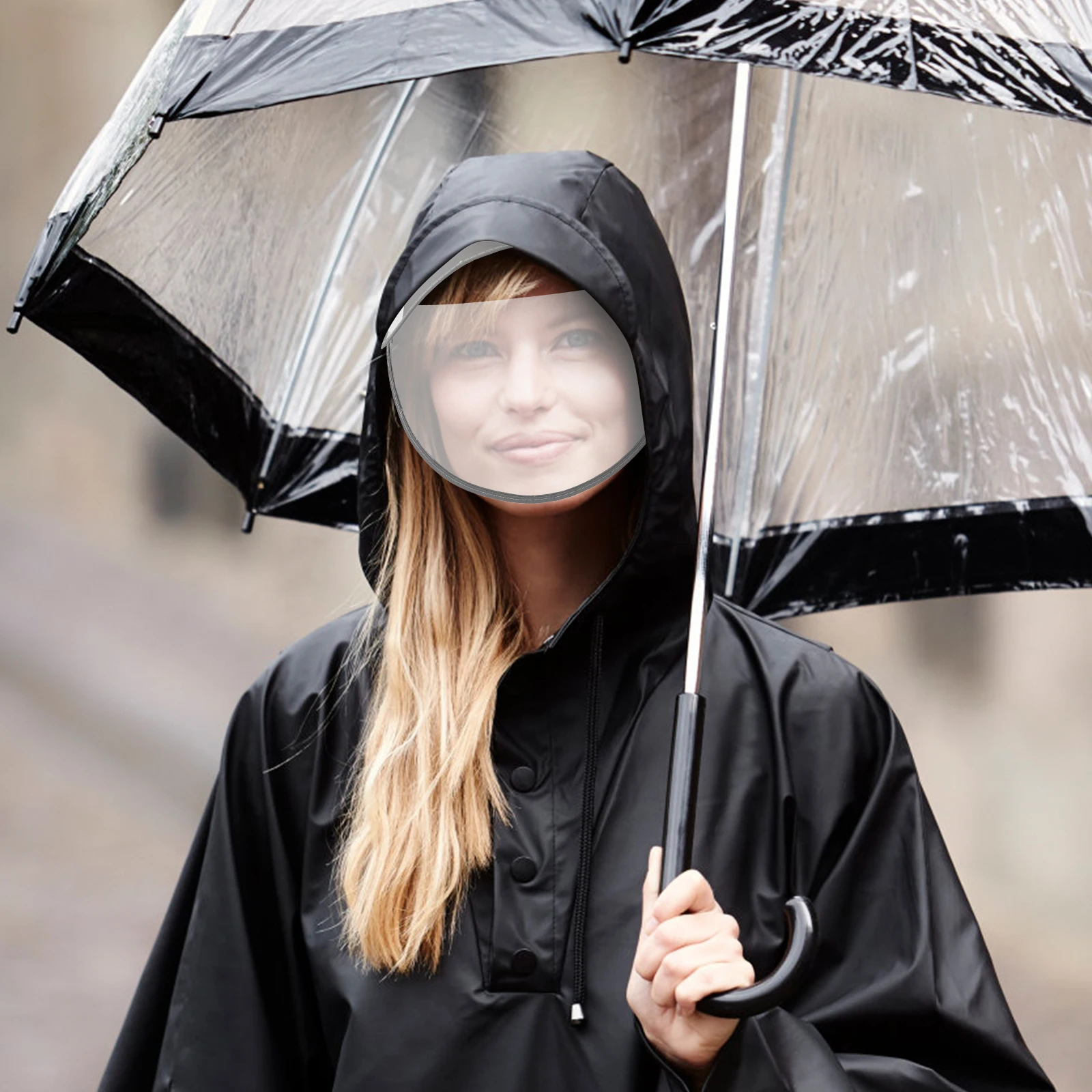 

Raincoat Hat Brim Transparent Shield Replaceable Face Protector Rain Poncho Hood Brim Raincoat Accessory Hat Shield