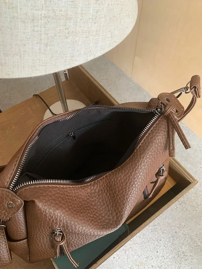 Bolso de hombro Vintage para mujer, bandolera de cuero Pu suave, de gran capacidad, a la moda, para uso diario