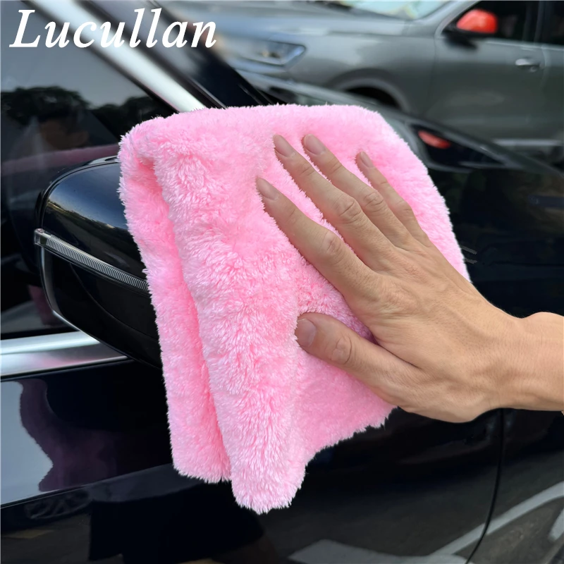 Lucullan Brand Super Glory asciugamano in microfibra di peluche senza bordi 40x40cm 500gsm panni per lucidatura lucidatura finiture autolavaggio