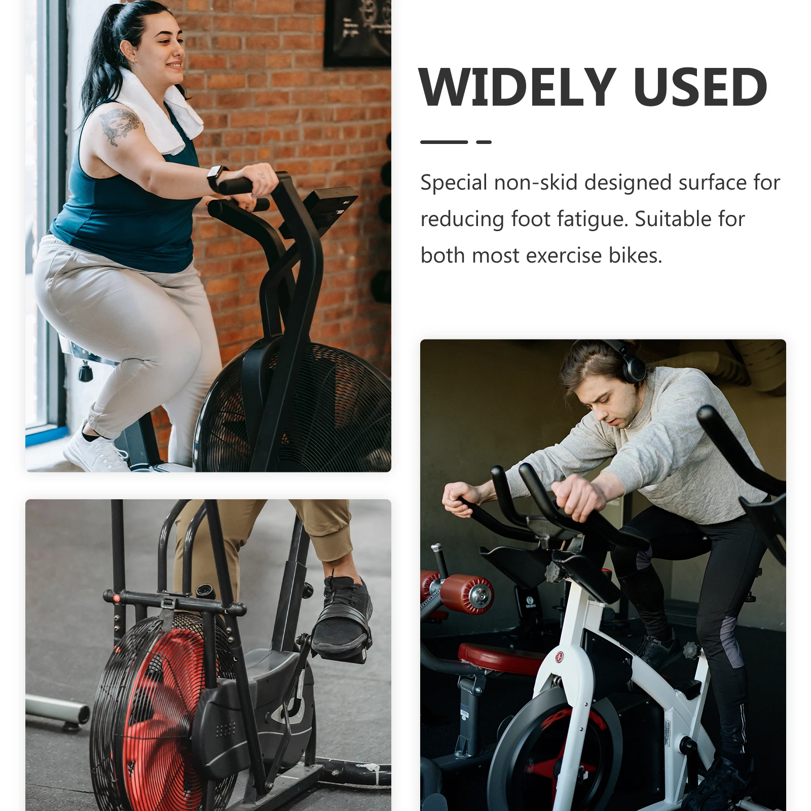 

1Pair Fitness Bike Pedals Premium Non-Skid Surface Adjustable Strap for Exercise Bike Long Ride Comfort Portable Gym Cycling