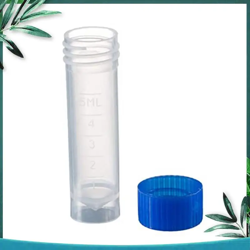 200Pcs Graduated Vial Storage Container Test Tubes 5Ml Plastic Blue With Screw Caps