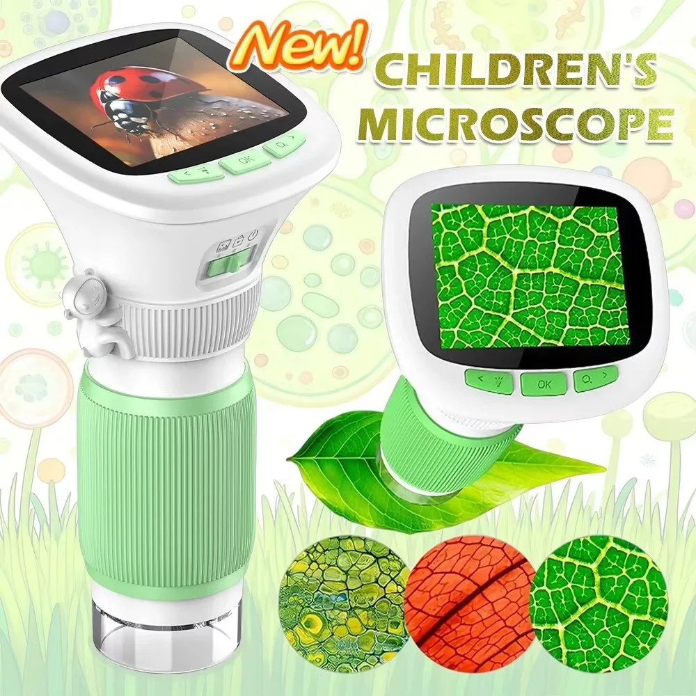 

2,4-дюймовый IPS HD-экран, ручной цифровой микроскоп, 200X, 1000X, увеличение, вращающийся фокус, научный микроскоп