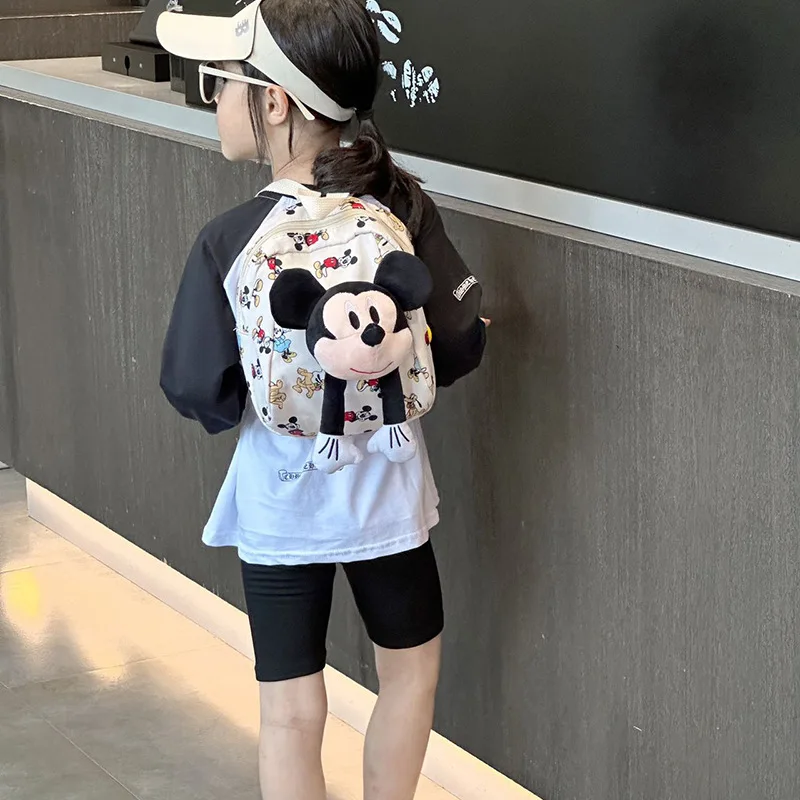 Disney Mickey tas ransel bepergian anak lelaki perempuan, tas punggung kartun lucu kanvas bepergian ringan untuk bayi, anak laki-laki dan perempuan