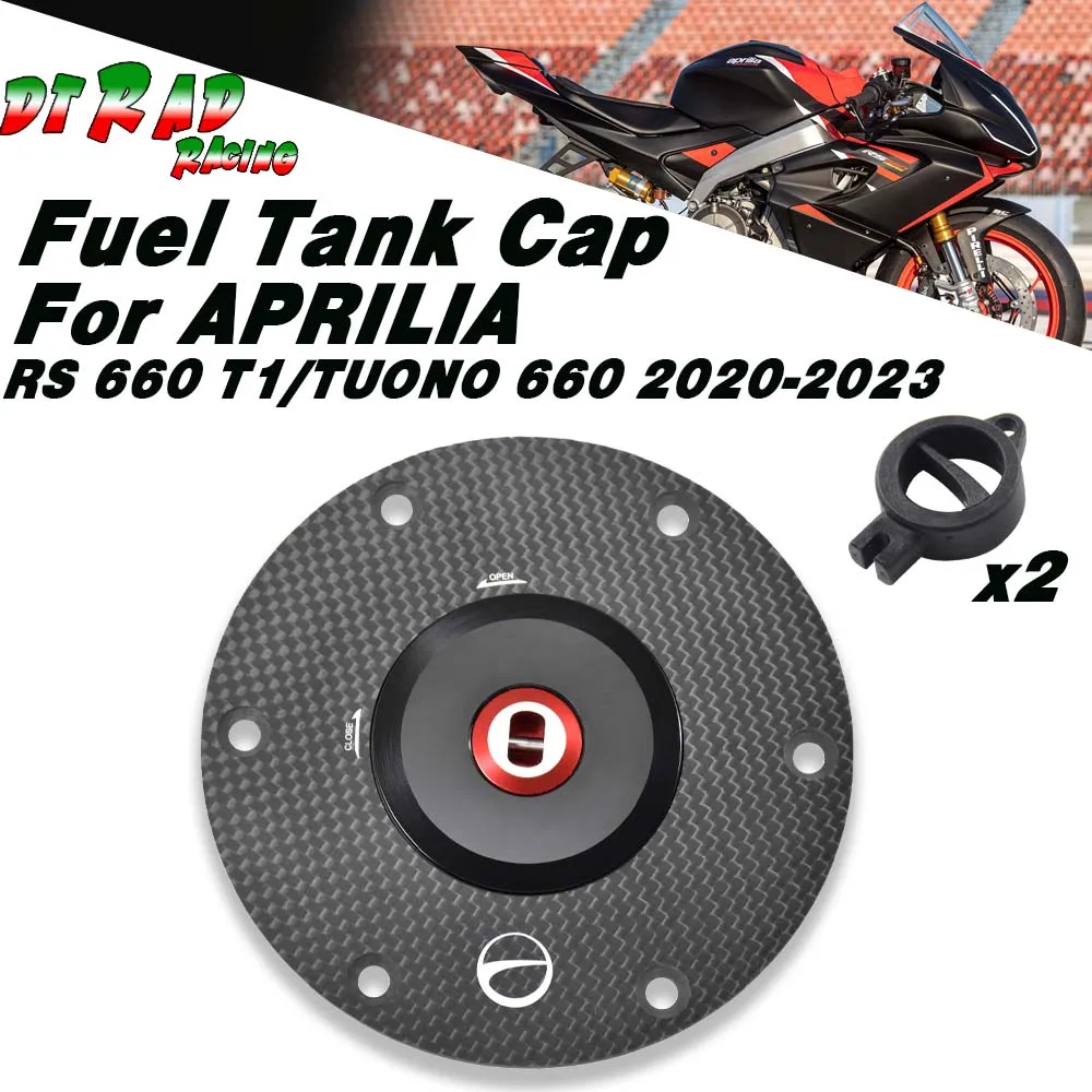 

For APRILIA RS 660 T1/TUONO 660 2020-2023 Carbon Fiber With Key Locking Anti-Theft Fuel Tank Cap Motorcycle Gasoline Plug Cover