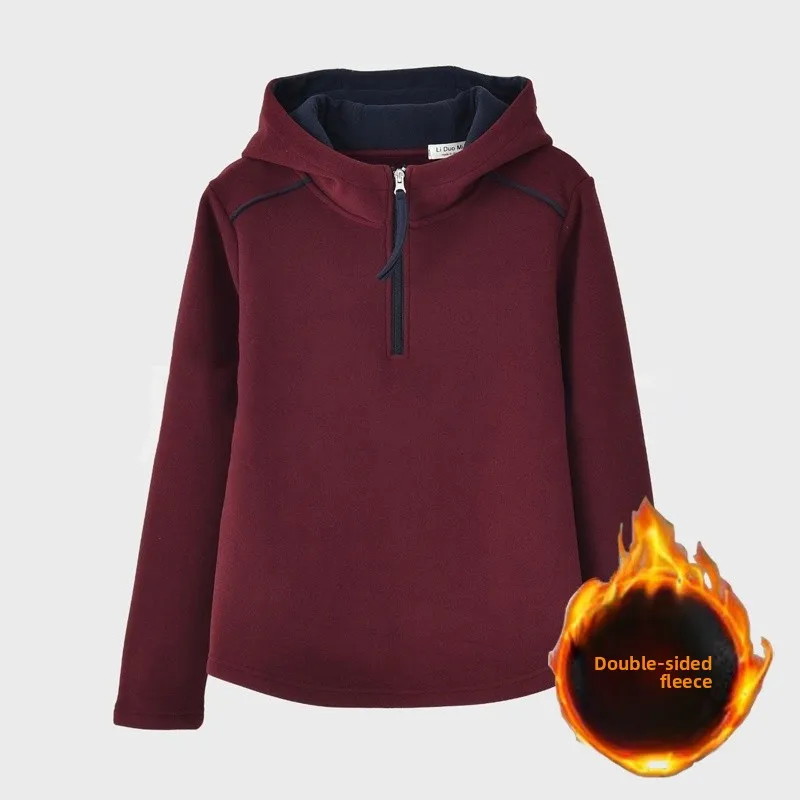 

Warm Double-sided Fce Sweatirt Faionable Color Blo f Zip Base Layer Top Women's Autumn Winter Design Sense T-irt