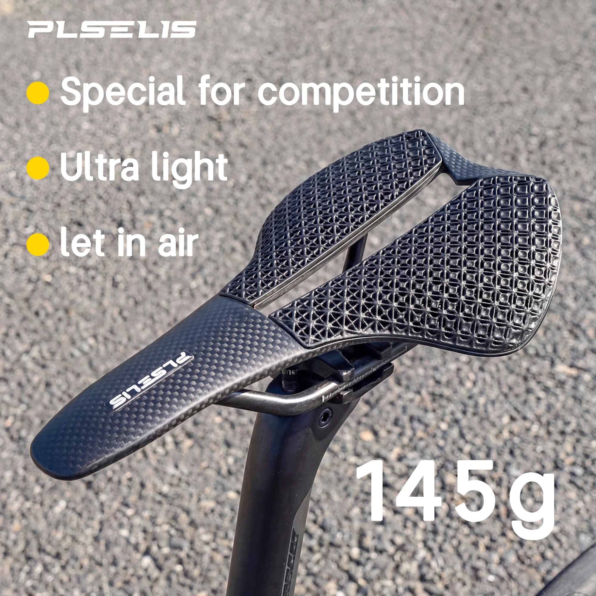 

Plselis Road Bicycle Saddle High-Strength Carbon Fiber 3D Printed Counterweight Lightweight 130g Bike Cushion Riding Accessory