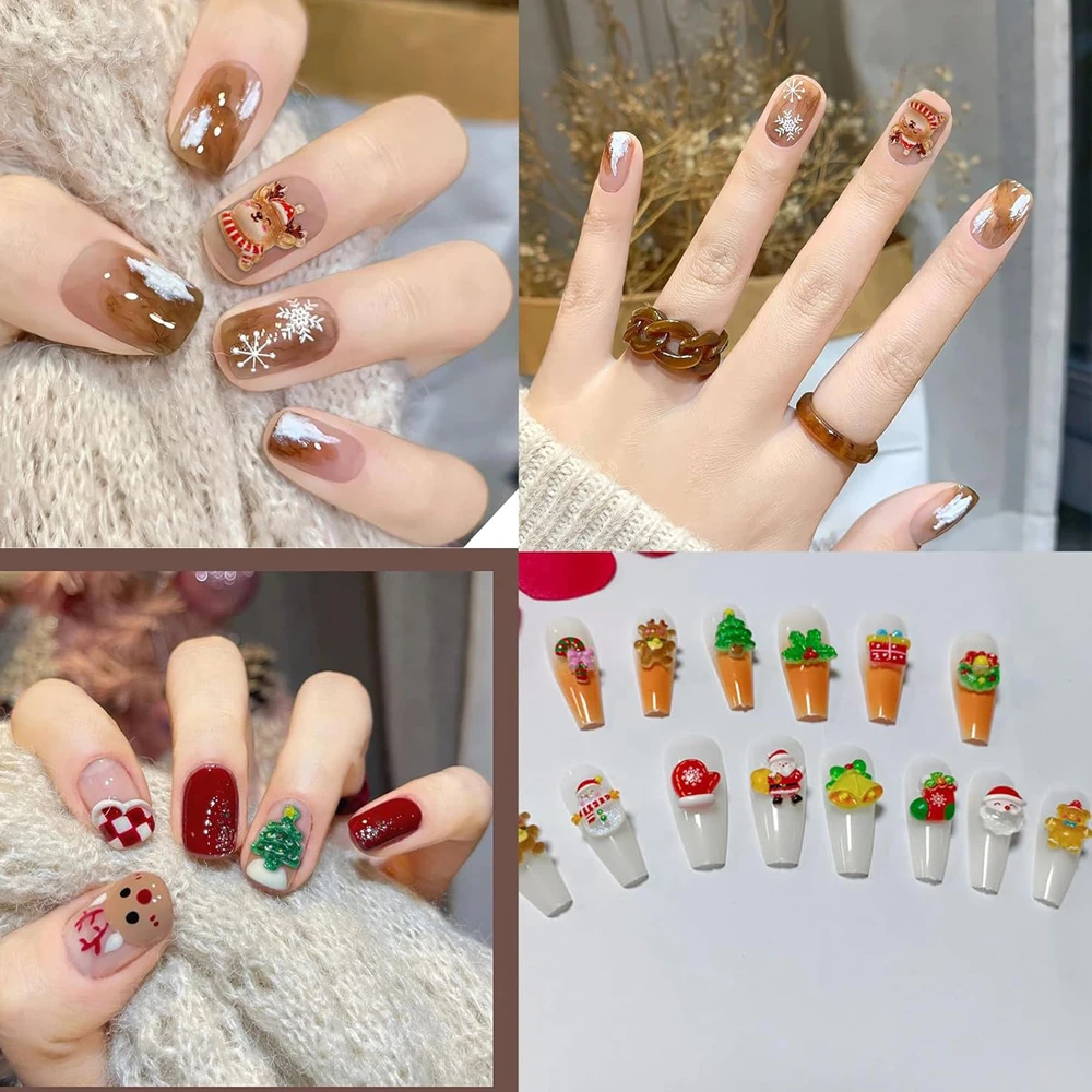 30/50 個 3D クリスマス雪だるまネイルチャーム漫画樹脂フラットバッククリスマスツリーヘラジカ星ネイルデコレーションクリスマスネイル用品 * #