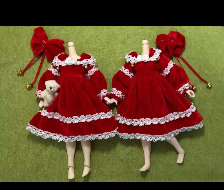 2025 2pcs Christmas style Blythe Main skirt/ Headwear 1/6 30cm(Fit for azone,Pullip,Ob22/24/26, Licca)