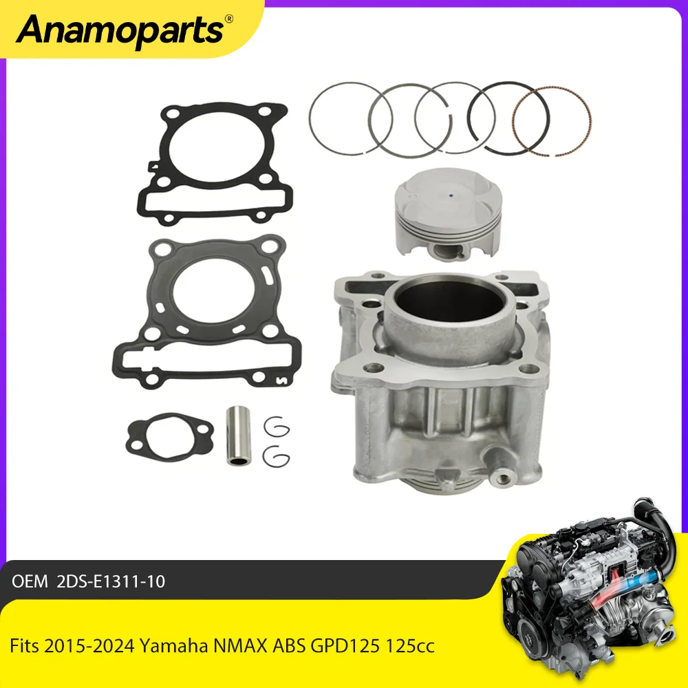 STD 52 mm Motocycle Cylinder Piston gasket Rebuild Overhaul Kit Fits 2015-2024 Yamaha NMAX ABS GPD125 125cc 2DS-E1311-10