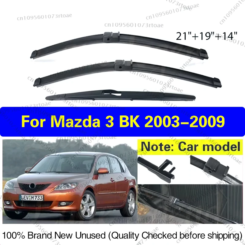 

Wiper Front Rear Wiper Blades Set For Mazda 3 BK 2003 - 2009 Windshield Windscreen Window Rain Brushes 21"19"14" Car Accessories