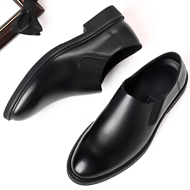 WAERTA New Fashion Loafers Pointed Matte Bean Shoe Men Lazy Shoes Hairstylist Leather Shoes Black Brown Size 38-44 Men Shoes