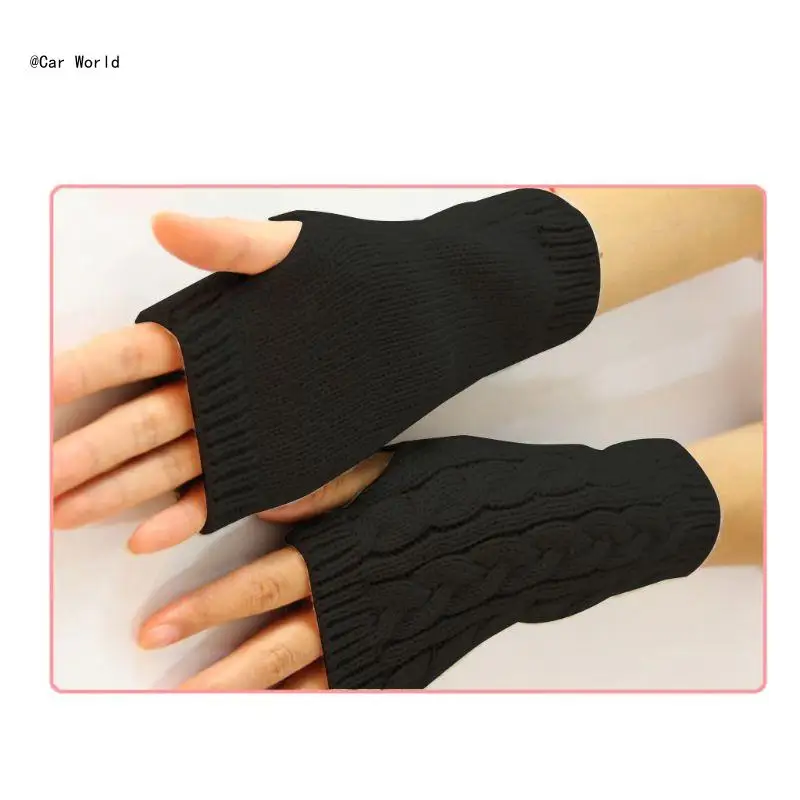 

6XDB Ladies Girl Mitten Winter Unisex Arm Warmer Elbow Long Fingerless Knit Gloves