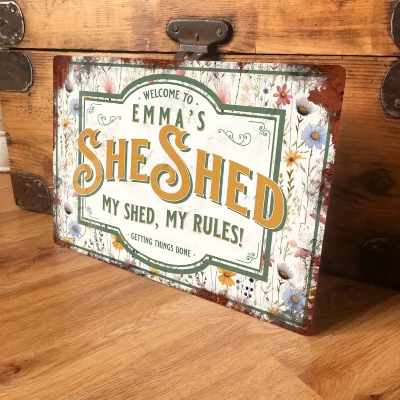 Vintage Retro Custom She Shed Metal Sign, Personalised Waterproof Plaque, Garden Wall Door Decor, Thoughtful Gifts for Her