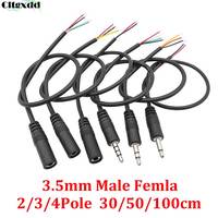 3.5mm Mono/Stereo Male Plug Female Jack Connector 2/3/4 Pole Pin AUX Extension Wire DIY Audio Headphone Repair Cable 30/50/100CM