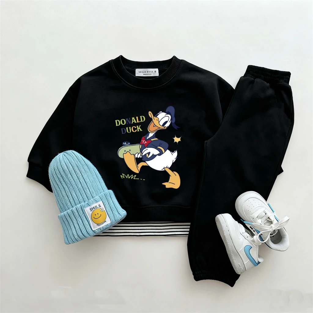 بلون وتتسابق للبنين ميكي ماوس بلوزات + السراويل 2 قطعة مجموعة تصميم جديد بلوزات فضفاضة السراويل الربيع/الخريف الملابس #3