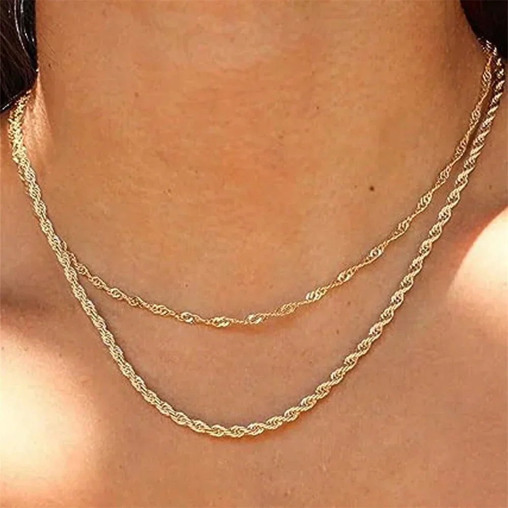 New Vintage Metal Geometric Chain Necklace For Women Female Fashion Punk Multilevel Hip Hop Gold-plate Jewelry Gift Wholesale