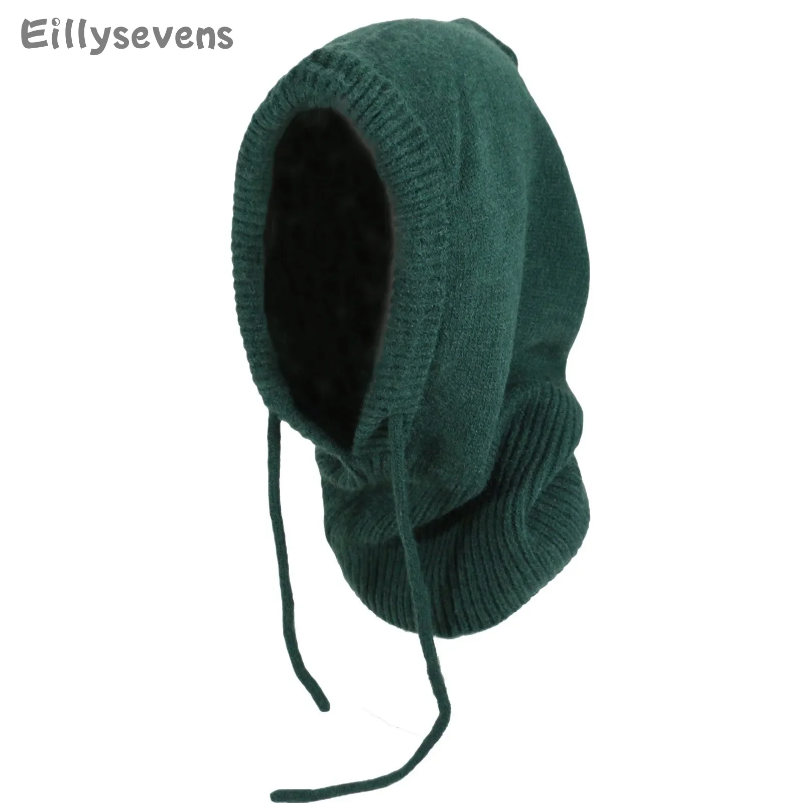 Unisex Knitting Drawstring Extended Version Cap Winter Outdoor Windproof Warm Hat Soft Large Head Circumference Balaclavas Hat