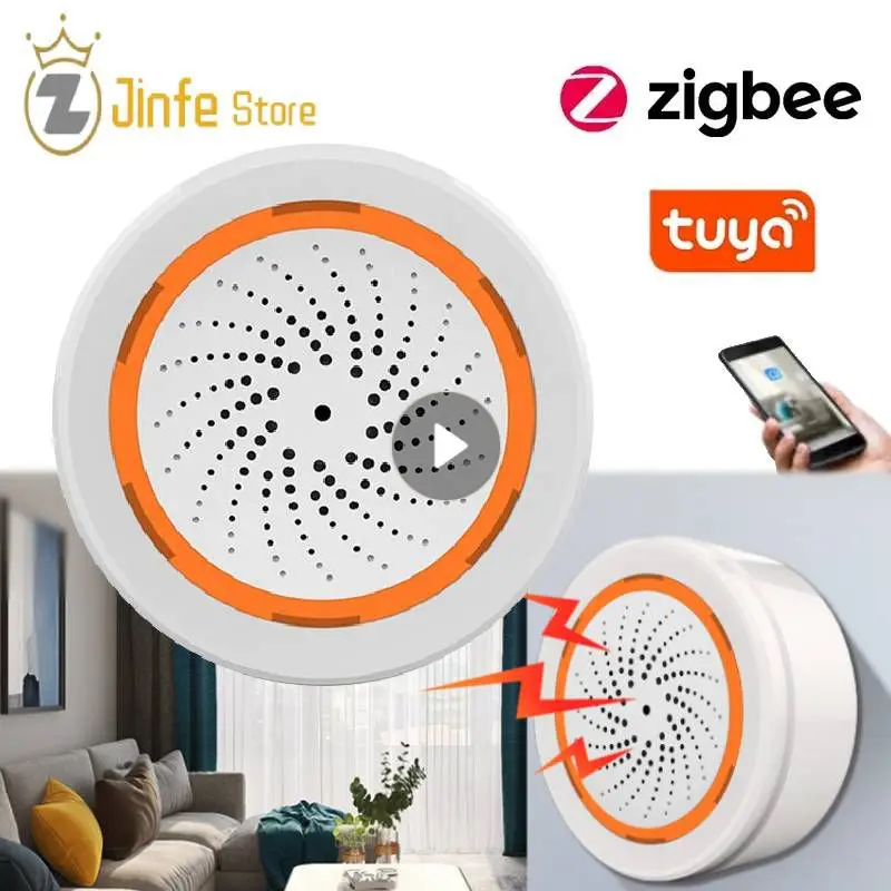 

Tuya Zigbee Smart Siren Alarm Temperature Humidity Sensor Home Family Security With Strobe Alerts Work With TUYA Smart Home Hub