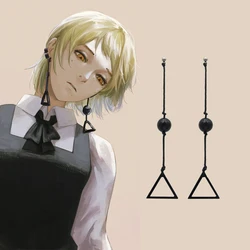 Anime Chainsaw Man Earrings Hunger Devil Fami Famine Devil Drop Earrings Black Triangular Long Earrings for Women Jewelry Gift