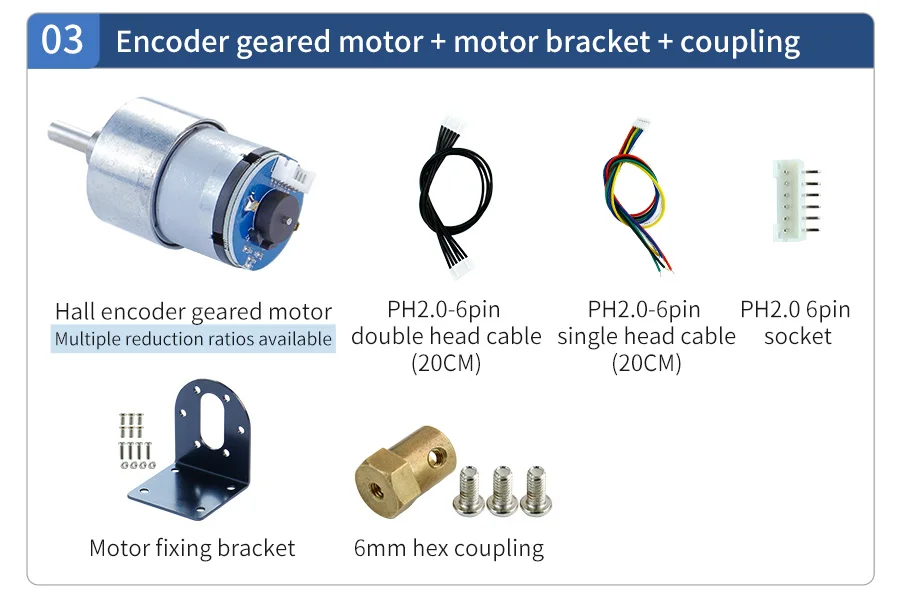 12V 205 Gleichstrom motor mit hohem Drehmoment und Metall getriebe mit Encoder 333 U/min 550 U/min Elektronisches Projekt mit U/min Geschwindigkeit für Balance-Ackerman-Auto – Detail 3