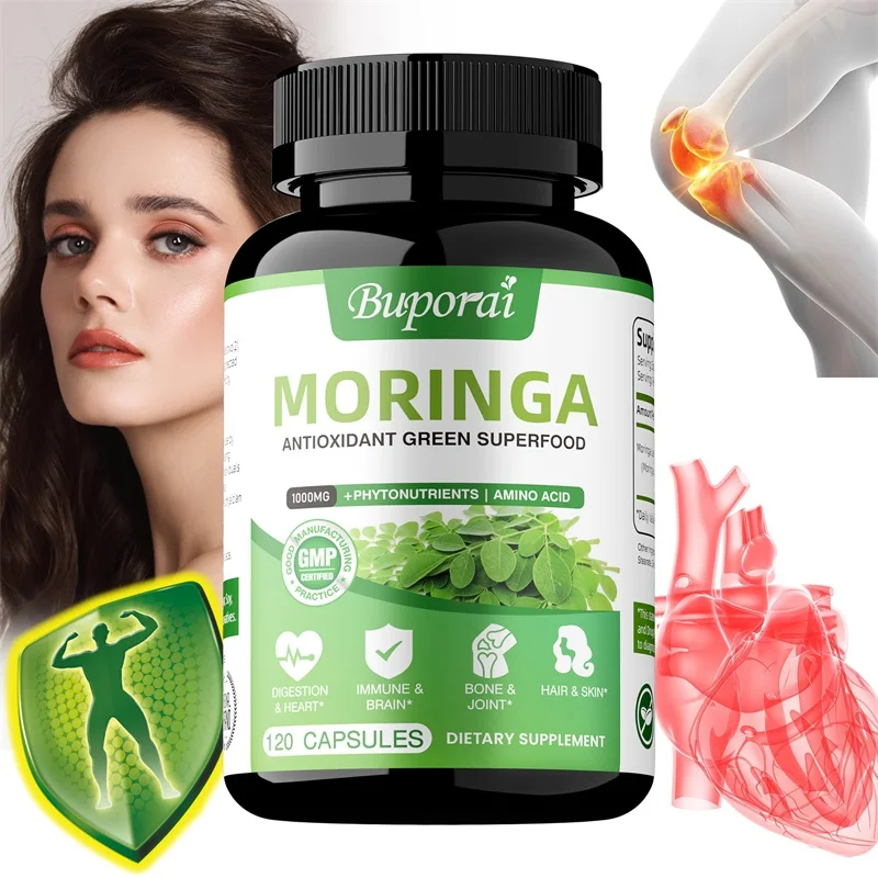 

Moringa Capsules - Supports Heart, Brain, Skin, Joints, Hair, Digestive Health, Boosts Metabolism, for Overall Health