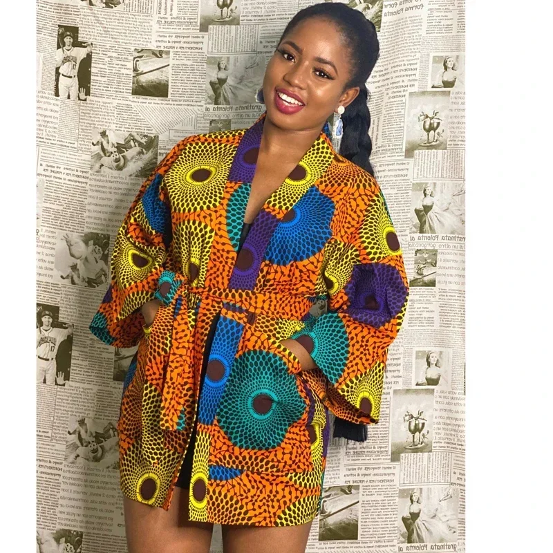 Ropa dashiki africana para mujer, cárdigan tipo Kimono con bolsillo a la moda, Vestidos Bazin con estampado Floral, ropa africana de fiesta 2022