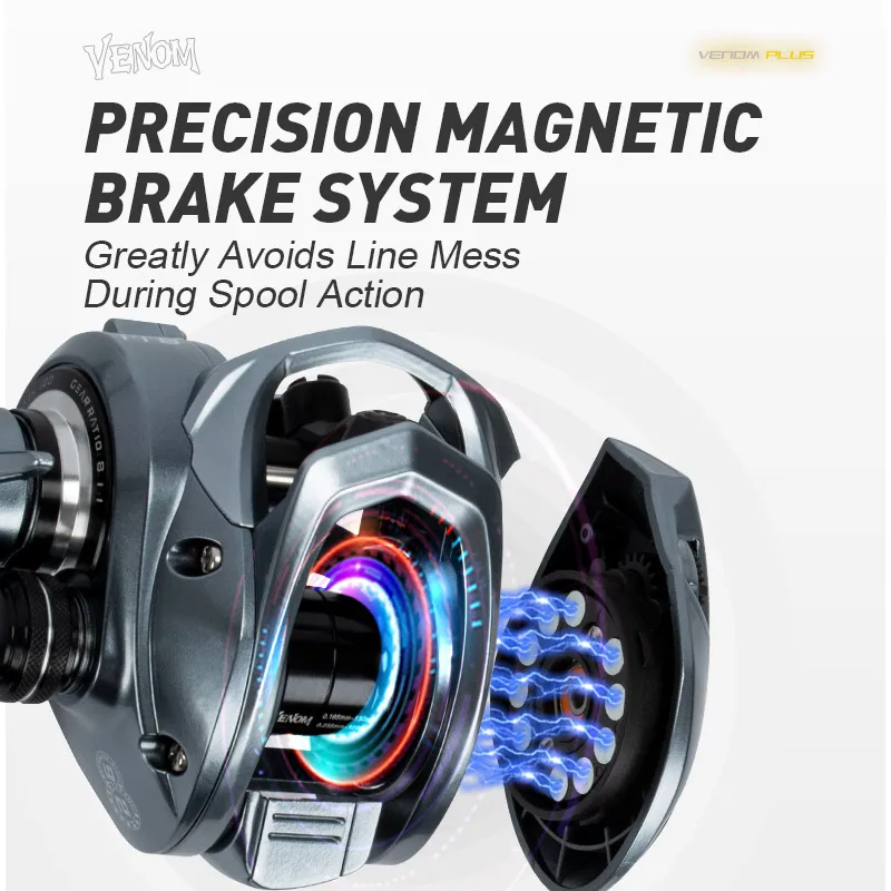 الهوس فينوم عالية السرعة بكرة صيد الطعم 8.1:1 خفيفة 8 كجم 11 + 1 محامل كروية عالية الجودة بكرة صيد المياه المالحة