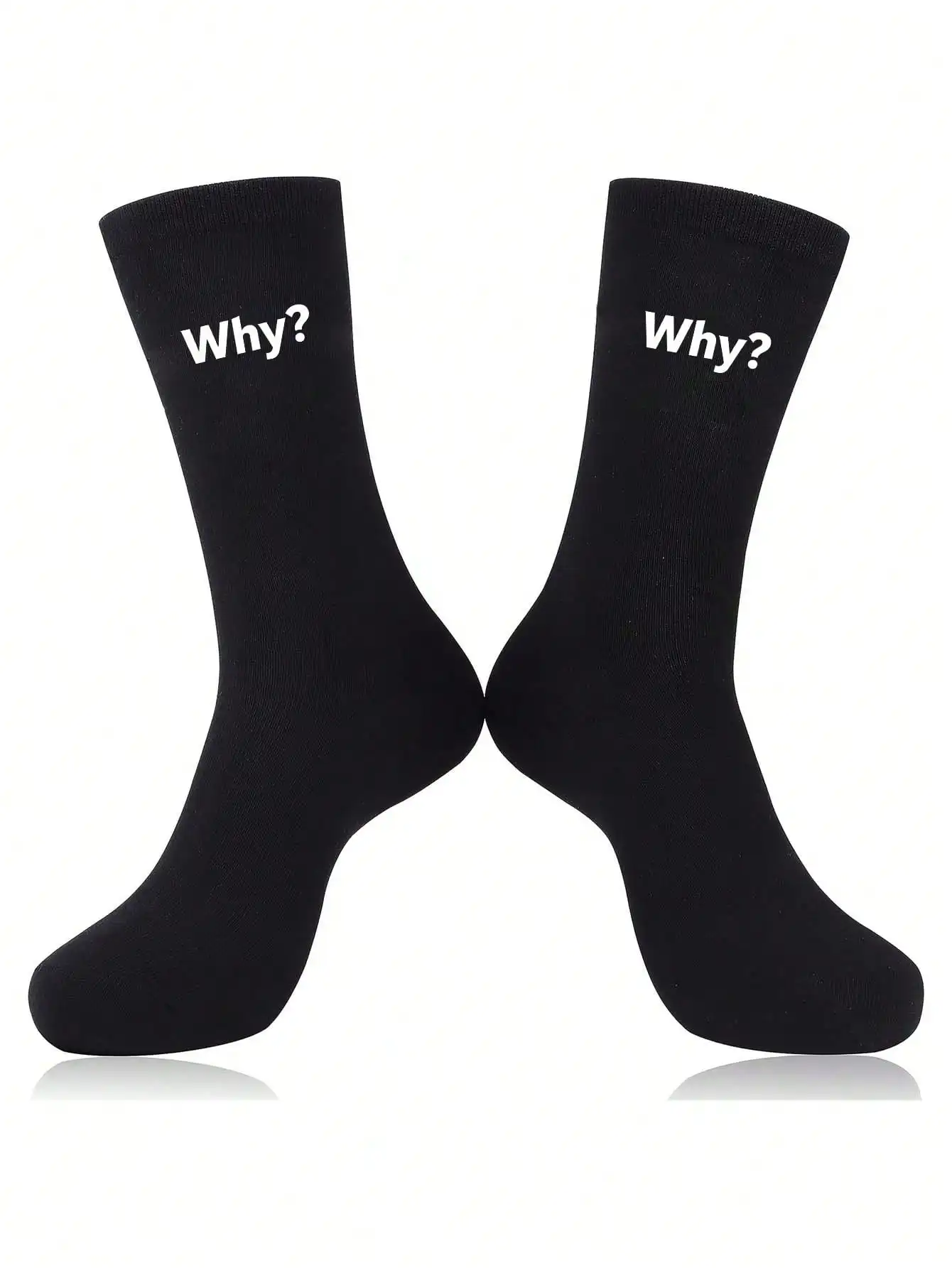 

1 пара забавных мужских носков, английский "Why" черные носки экипажа
