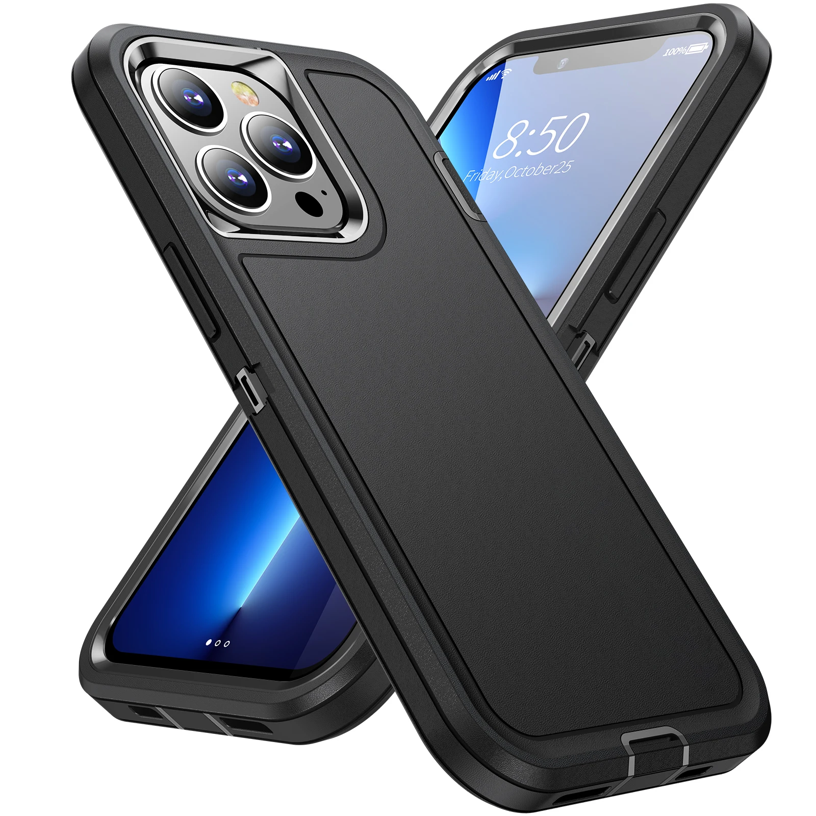3-in-1-Hybrid-Rüstung, stoßfeste Defend-Hülle für iPhone 16 Pro Max 15 14 Pro 13 12 11 XR, robuste Abdeckung