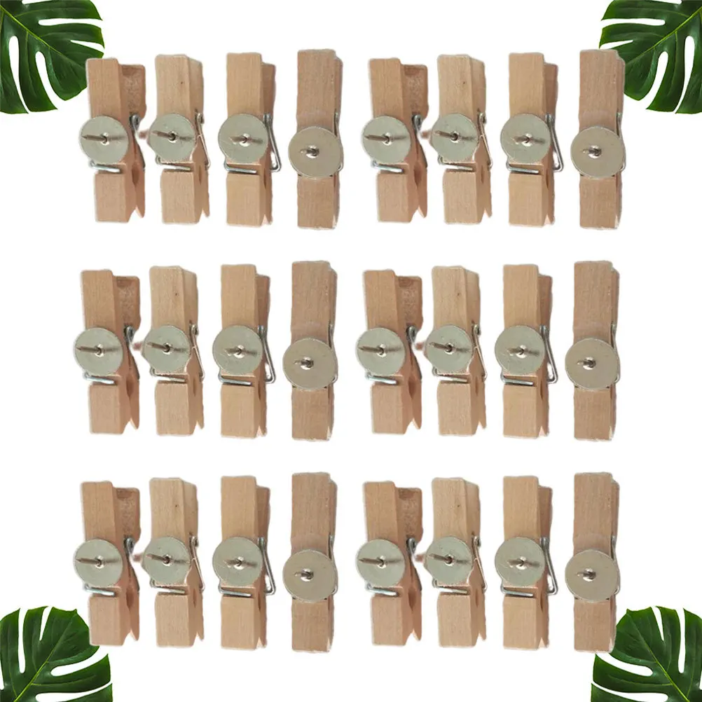 

50Pcs Wooden Photo Mini Clips Safe for Home Decor Notes Pictures 45x7mm Cclip Simple Photo Clip Wood Picture Clip