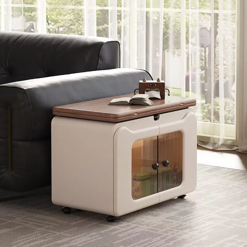 Retractable folding coffee table Small apartment cart Sofa side cabinet Log can be lifted Living room small coffee table